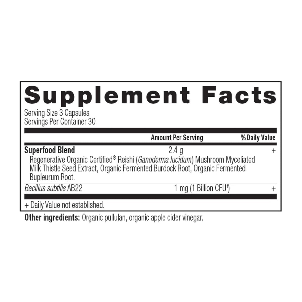 Regenerative Organic Certifiedª Liver Cleanse supplement label