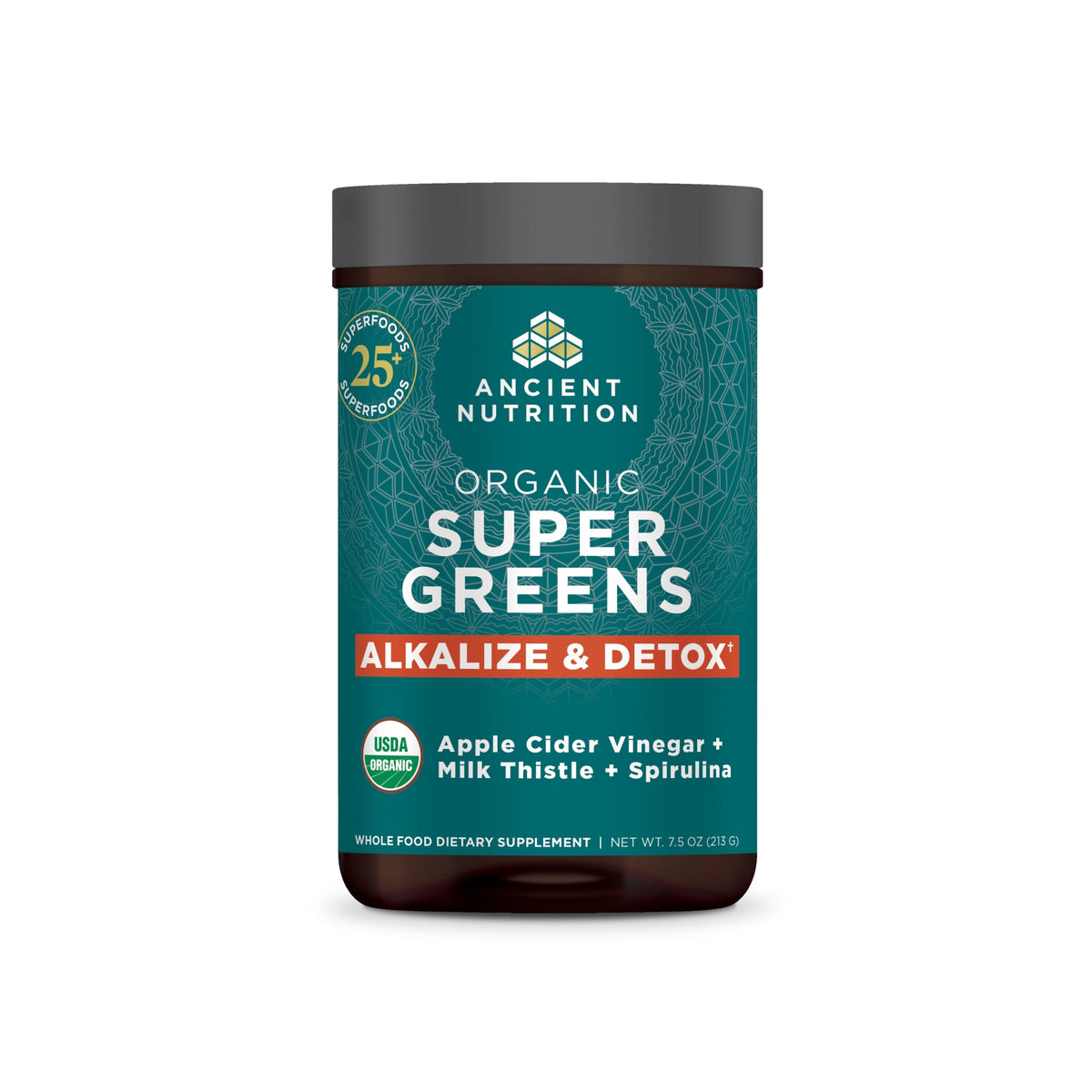 Organic SuperGreens Alkalize & Detox Powder (25 Servings) bottle