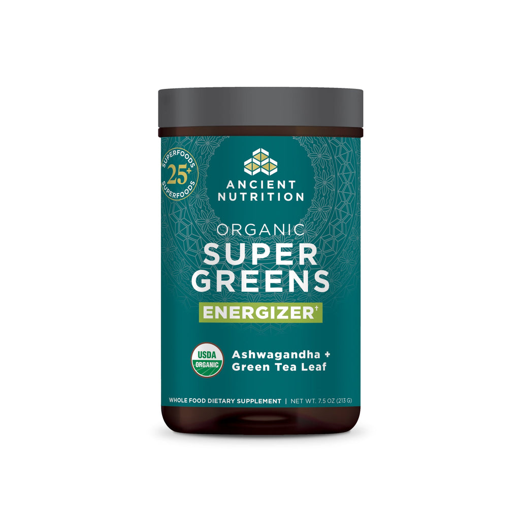 Organic SuperGreens Energizer Powder (25 Servings) bottle