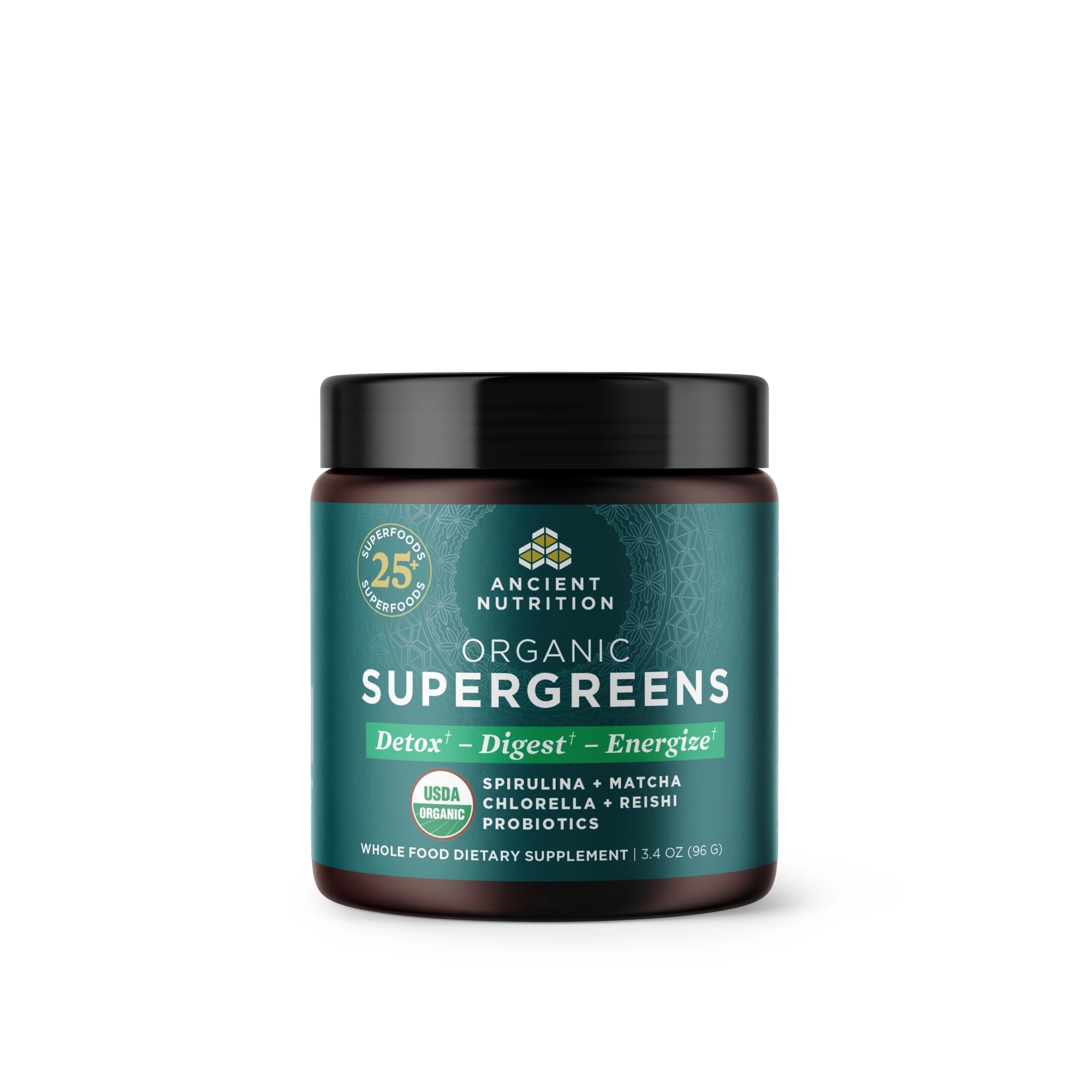 Organic SuperGreens Powder Greens Flavor (12 Servings) bottle