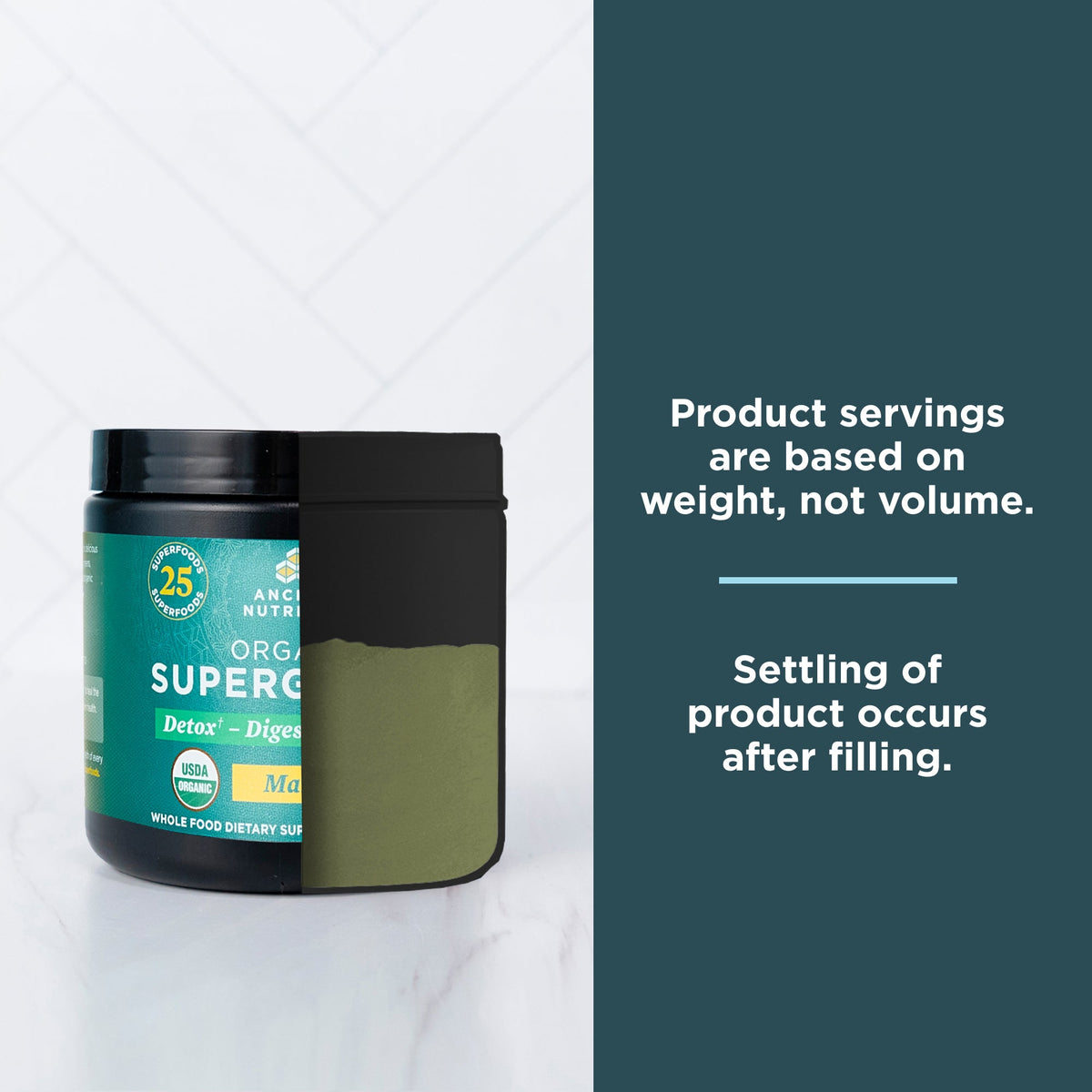 product is based on weight not volume
