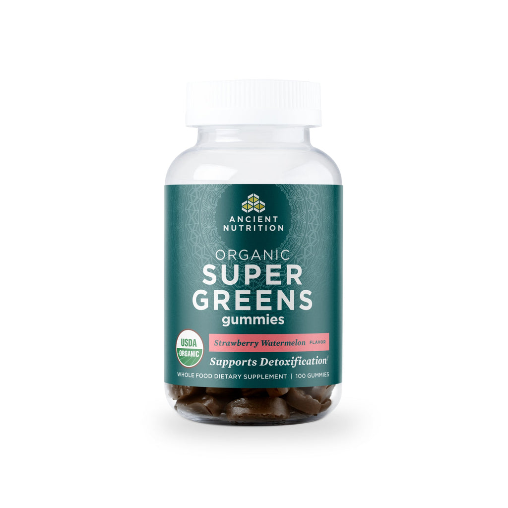 Organic SuperGreens Gummies Strawberry Watermelon (100 Gummies) bottle