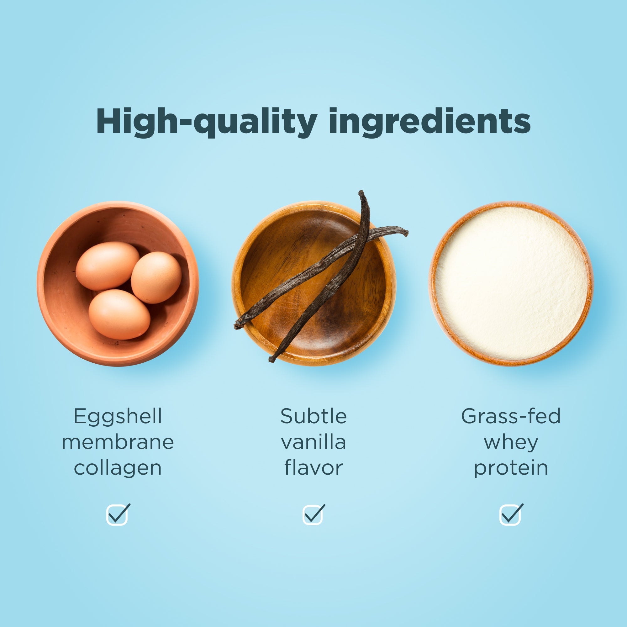 Ingredients with text on a blue background
