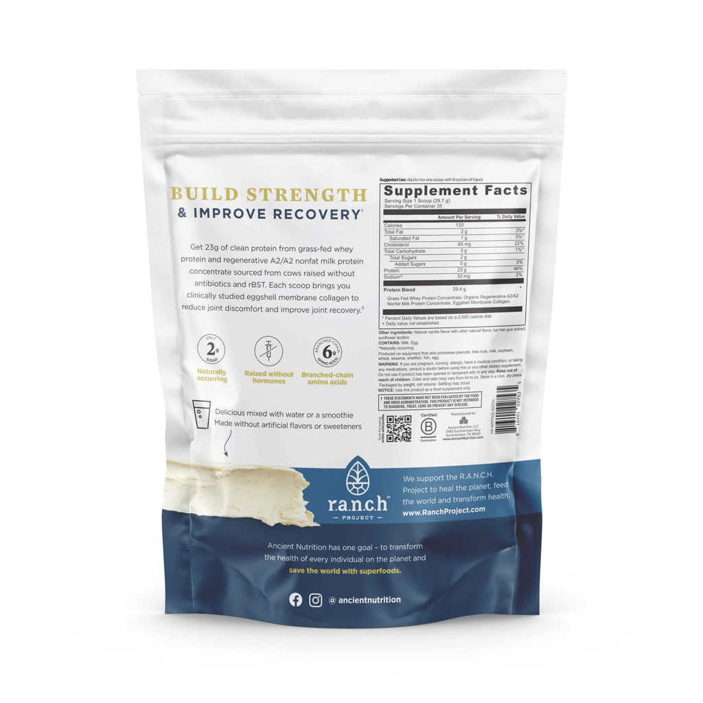 Whey Protein Powder Vanilla back of bag image