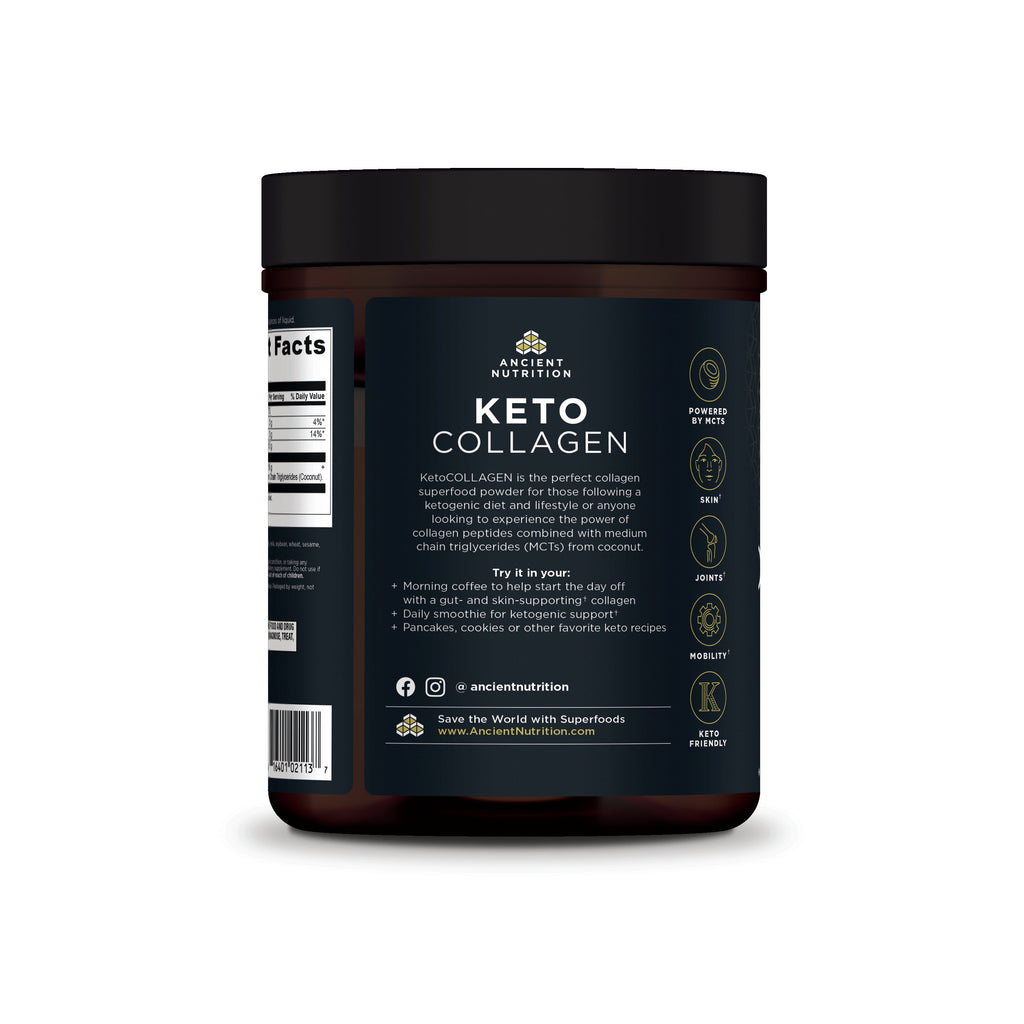 Keto Collagen Protein Powder Pure (30 Servings) side of bottle