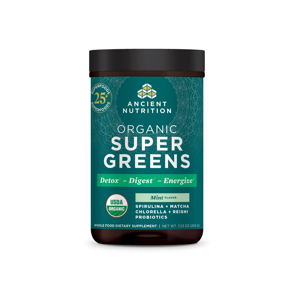 Organic SuperGreens Powder Mint Flavor (25 Servings) bottle