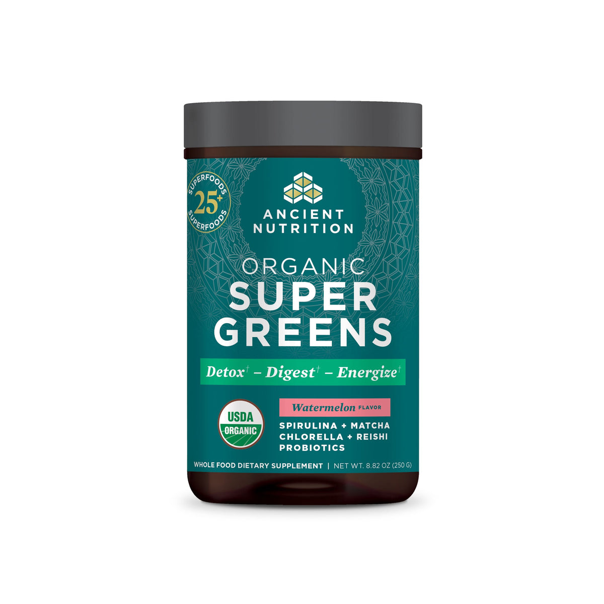 Organic SuperGreens Powder Watermelon Flavor (25 Servings) bottle