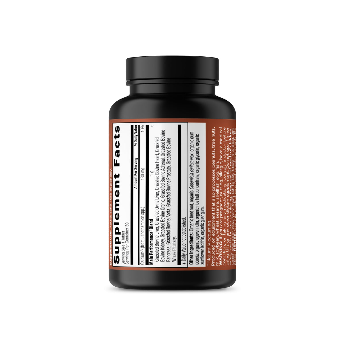 Male Performance Once Daily Tablets back of bottle