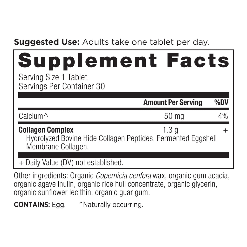Collagen Peptides Tablets (30 Tablets) supplement facts panel